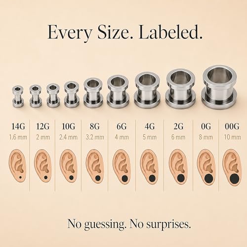BodyJ4You 37PC Ear Gauge Stretching Kit 14G-00G - Aftercare Balm Tapers | Gauges for Ears Dead Stretching Lobe - Surgical Stainless Steel Single Flare Plugs - Flesh Tunnels O-Rings Expander Men Women - color: Silvertone, Screw Fit