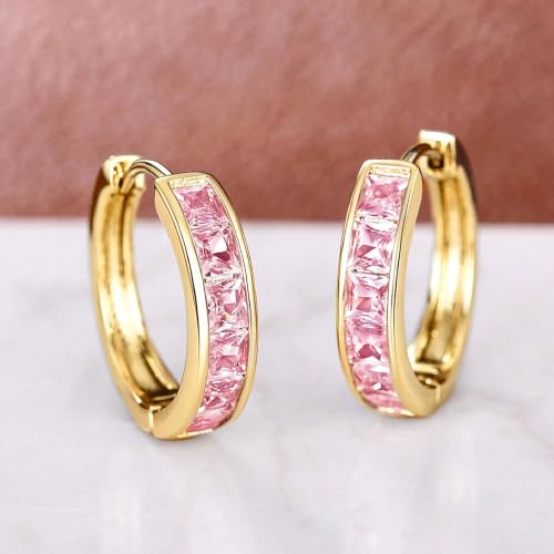 Fashionable Hoop Earrings with Princess Square Cubic Zirconia for Women - color: E6097