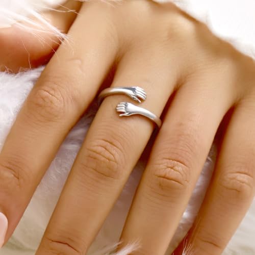 To My Daughter Hug Ring For Hope Rings, Inspirational Stainless Steel Engarved With Always With You Message Adjustable Ring for Women Non Tarnish Jewelry Gift for Her Birthday Christmas - color: Always With You-A