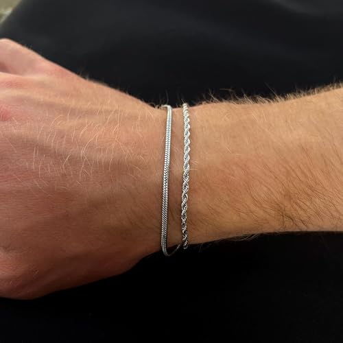 Mens Bracelet - Dainty Gold/Silver Chain Bracelet Stack 14K Gold Plated Silver Bracelets for Men Stainless Steel Adjustable Cross Charm Cuban Link Bracelet Snake Jewelry Set to Men Dad Birthday Day - color: S1, size: 7+2 Inch