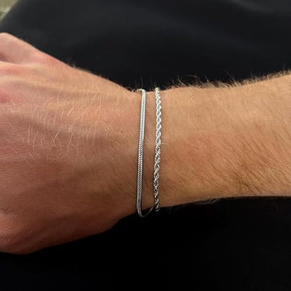 Mens Bracelet - Dainty Gold/Silver Chain Bracelet Stack 14K Gold Plated Silver Bracelets for Men Stainless Steel Adjustable Cross Charm Cuban Link Bracelet Snake Jewelry Set to Men Dad Birthday Day - color: S1, size: 7+2 Inch