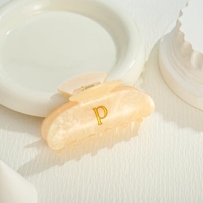 LILIE&WHITE Acrylic Letter Hair Clips For Women Stylish P Monogram | Alphabet Hair Clip Fashion Glitter Claw Clip Elegant And Durable Hair Accessory Large Hair Clips P - color: HC22539P