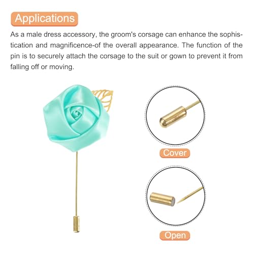 MECCANIXITY Groom Boutonnieres Rose Boutonnieres Pins for Wedding - color: Light Green
