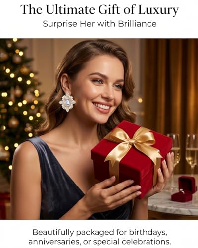 Prom Silver Clip On Earrings for Women Trendy Hypoallergenic Non Pierced Statement Cubic Zirconia Earrings for Women Large Rhinestone Earring Formal Wedding Jewelry Gifts - color: Gold