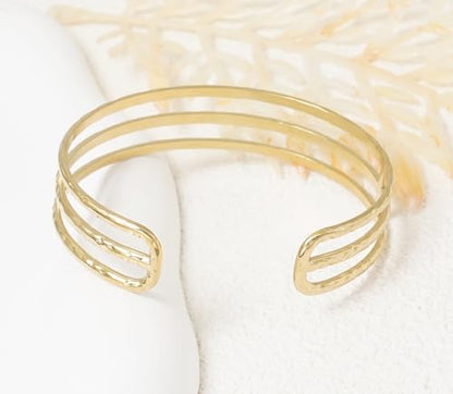 Multi-Layer Cuff Bracelet for Women Cross Wire Bracelets Open Wide Cuff Gold Bangle Bracelet - color: Gold 44