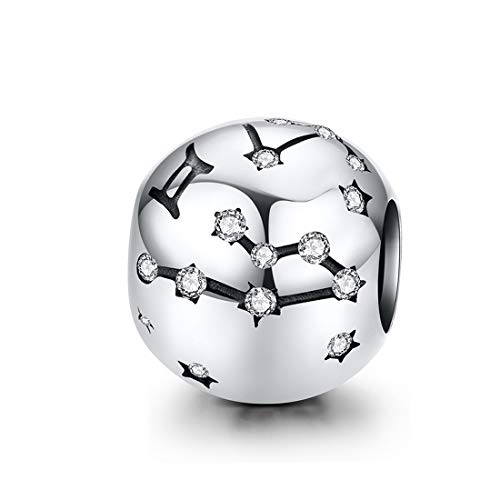 Constellation Charm 925 Sterling Silver Birthstone Bead for Pandora Charms Bracelet-Gift for Anniversary Birthday Christmas Day - color: Gemini（5.21-6.21）