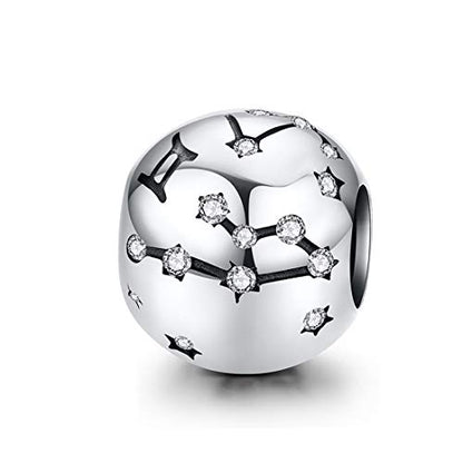Constellation Charm 925 Sterling Silver Birthstone Bead for Pandora Charms Bracelet-Gift for Anniversary Birthday Christmas Day - color: Gemini（5.21-6.21）