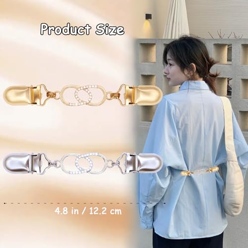 2 PCS Waist Cincher Clips Dress Clips Back Cinch for Shawl Cardigan Sweater Clothes Shirt Tightener Clip(Silvery Golden) - color: Color R2