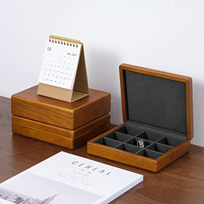 Oirlv Solid Wood Ring Jewelry Box Organizer Earrings Jewelry Drawer Organizer Tray with Lid (Grey 9 Grid Box) - color: Grey 9 Grid Box