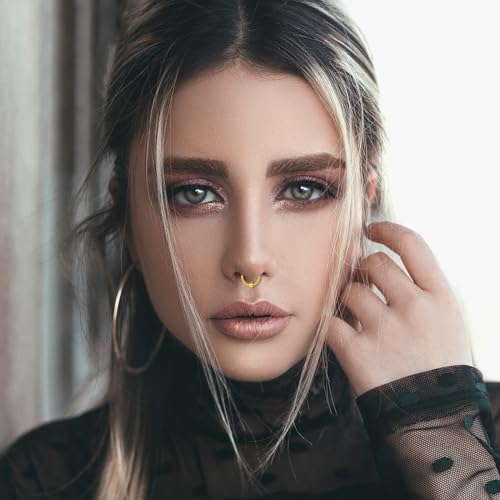 27-60 Pcs Nose Rings for Women Nose Piercing Jewelry Silver Nose Rings Studs 20G Surgical Nose Rings Hoops Nose Rings L Shaped Studs Screw Stainless Steel Nose Piercings for Women Men - color: gold-20G-15 pcs