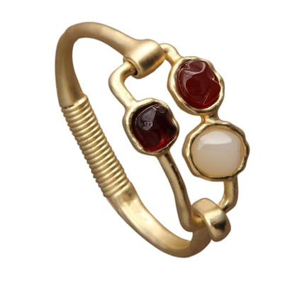 GelConnie Chunky Cuff Bangle Bracelet for Women, Statement Jewelry | Gold and Silver Tone Cuff Bangles with Resin, Crystal and Textured Accents for Party, Vacation and Dressy Looks - style: Bangle 01-Gold