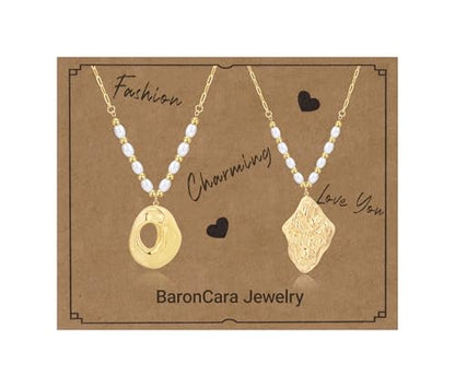 2 PCs Gold Plated Necklace Set for Women - Non Tarnish Jewelry Gift with Fashion Design - style: 2 PCs: Fashion 1