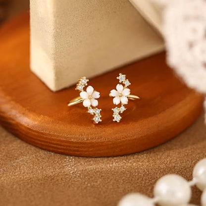 Carffordo 3Pcs Ear Cuffs Non Piercing for Women, Dainty Clip on Earrings | Trendy 14K Gold Plated Ear Cuff with Cubic Zirconia, Fake Piercing Cartilage Earrings, Lightweight Jewelry for Daily Wear - color: 1pair-flower