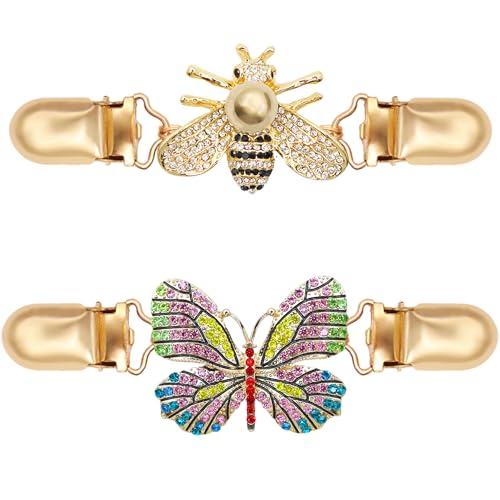 2Pcs Cinch Clip Waist Colorful Cincher Clips for Women Retro Sweater Shirts Shawl Dress Back Cinch Clips(Butterflies&Bees)