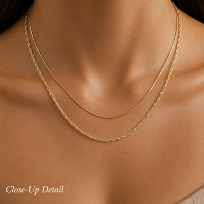 Gold Neklace Stack Dainty Gold Herringbone Necklace for Women Layered Paperclip Chain Necklaces Rhinestone Drop Simple Jewelry Gifts for Women - color: A6:thin-2pcs
