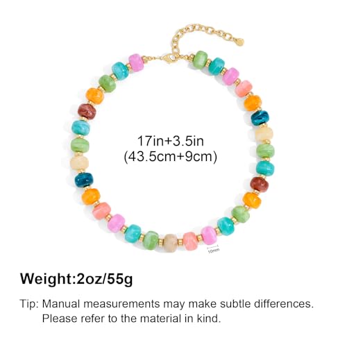 YUJIE Chunky Heart Pendant Necklace for Women- Exaggerated Statement Puff Heart Necklace with Acrylic Beaded Chain - color: A-Multicolour-1