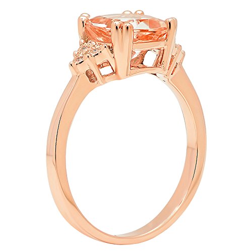Dazzlingrock Cushion Gemstone Ladies Bridal Engagement Ring | Round White Diamond | 8 MM | 10K Rose Real Solid Gold