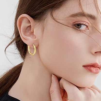 Silver Gold Hoop Earrings for Women Men, 316L Surgical Stainless Steel Huggie Hoop Earrings Set Hypoallergenic Small Cartilage Earrings Lightweight Hoop Earrings Huggie Set - color: 5 Pair Golden(12/14/16/18/20mm)