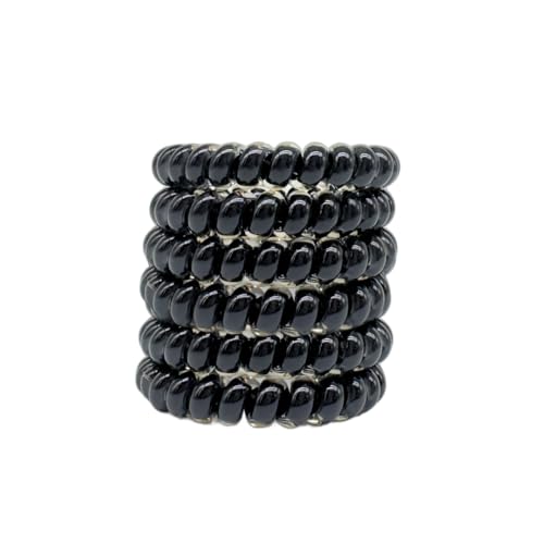 Lindo Large Swirlydo Coil Hair Ties (Black, 6 Pack) | Premium Waterproof Coil Hair Ties, No Pony Line, No Headaches, No Slip, Strong Gentle Accessory for Women, Multi-colored - color: Black (6Pcs)