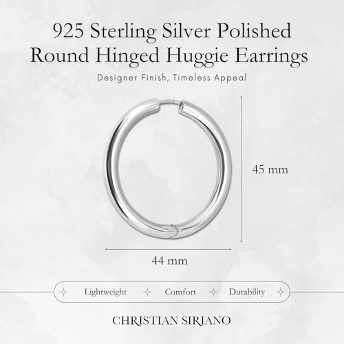 18K Gold Plated Sterling Silver Earrings for Women – Pure & Polished, Twist, Square, Hinged Tube, Abstract & Heart Shape Hoops – Lightweight, Hypoallergenic, Non-Tarnish Jewelry (Sizes: 3x35mm-46x30mm) - color: Silver, size: Hinged Tube (5x45mm)