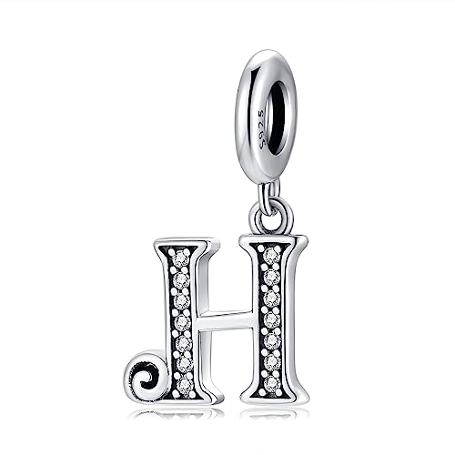 BETTY&SARAH 925 Sterling Silver Letter Charms for Bracelets and Necklace Alphabet Initial Pendant Jewelry Gift for Women - color: Pendant H