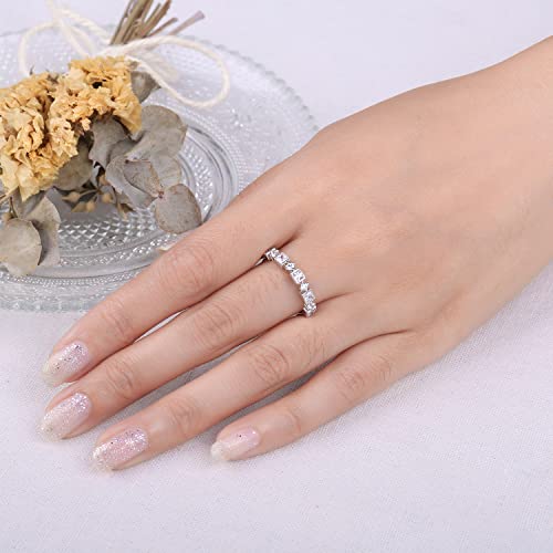 JewelryPalace Princess Emerald Cut CZ Stackable Wedding Ring Eternity Bands for Women, Cubic Zirconia 925 Sterling Silver 14k Yellow Rose Gold Plated Promise Ring for Her, 4pc Anniversary Ring Sets - color: R-1Pc-Princess Cut-Sterling Silver
