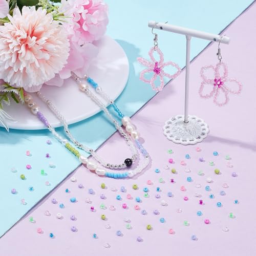 PH PandaHall 4900pcs 15 Colors Glass Seed Beads, 3mm Seed Beads Small Round Pony Bead 8/0 Tiny Spacer Craft Waist Beads for Earring Friendship Bracelet Necklaces Jewelry DIY Craft Making