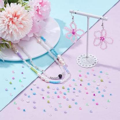 PH PandaHall 4900pcs 15 Colors Glass Seed Beads, 3mm Seed Beads Small Round Pony Bead 8/0 Tiny Spacer Craft Waist Beads for Earring Friendship Bracelet Necklaces Jewelry DIY Craft Making