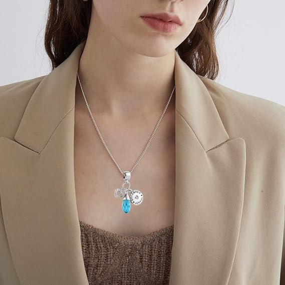 GMXLin Birthstone Birthday Charms Teardrop Love Heart Dangle Bead Compatible With Pandora Charms Bracelets - style: December Birthstone