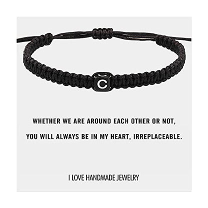 Initial Bracelets for Women Teen Girls Handmade Rope Braided Bracelet for Men Jewelry Birthday Graduation Mother's Day Gifts for Mom Wife Girlfriend Her Friends - style: C
