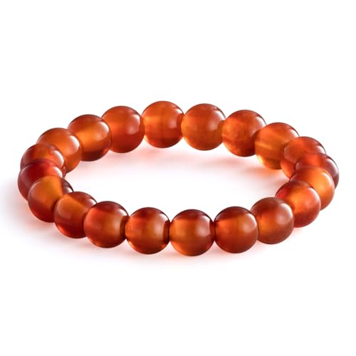 NLIEO Handmade Natural Gemstone Crystal Beaded Stretch Band Ring for Women | Handmade, 3mm Natural Stone, Size 7-12, Stretchy, Beaded Jewelry, Green Bead Rings, Trendy Jewelry Gift - style: Red Agate