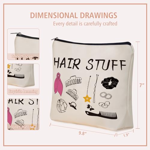 Mom Gifts Hair Stuff Makeup Bag: Hair Accessories Themed Cosmetic & Toiletry Organizer Pouch For Teen Girls & Women Hairstylist Sisters, Friends.Ideal Mom Gift For Travel, Birthdays. - style: Hair Stuff