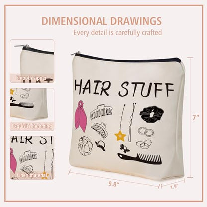 Mom Gifts Hair Stuff Makeup Bag: Hair Accessories Themed Cosmetic & Toiletry Organizer Pouch For Teen Girls & Women Hairstylist Sisters, Friends.Ideal Mom Gift For Travel, Birthdays. - style: Hair Stuff