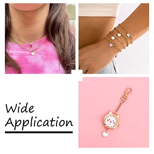 Cheriswelry Mini Heart Charms Enamel Love Heart Alloy Pendants Valentine Dangle Charms for DIY Earring Bracelet Necklace Jewelry Making - color: White