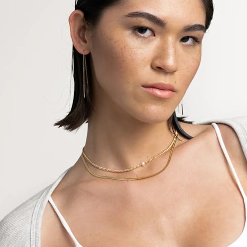 Layered Gold Necklaces for Women14K Gold Planted Non Tarnish | Cuban, Herringbone,Figaro,Paperclip Chain Layering Stack Choker Necklace , Trendy Jewelry Gift for Women - color: D