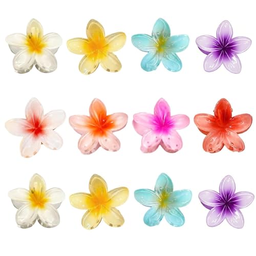 Hawaiian Flower Hair Claw Clips for Women, Cute Mini Plumeria Hibiscus Hair Clips for Women Girls Hair Accessories 8Pcs