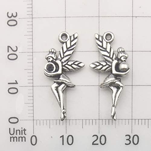 iloveDIYbeads 100g (66pcs) Craft Supplies Antique Silver Wings Angel Fairy Charms Pendants for Crafting, Jewelry Findings Making Accessory for DIY Necklace Bracelet (M151) - color: Angel charms