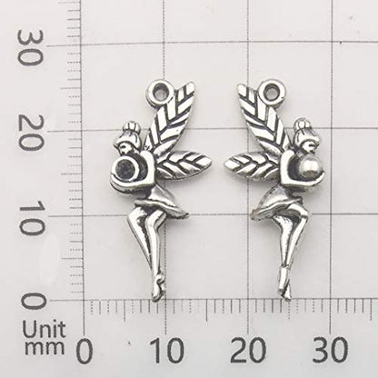 iloveDIYbeads 100g (66pcs) Craft Supplies Antique Silver Wings Angel Fairy Charms Pendants for Crafting, Jewelry Findings Making Accessory for DIY Necklace Bracelet (M151) - color: Angel charms