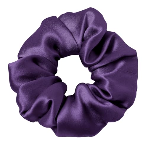 LILYSILK Silk Hair Scrunchies/Ties for Frizz & Breakage Prevention, 100% Mulberry, No Damage, Elastic ponytail Holders, 1Pc, Dark Purple - color: Dark Purple