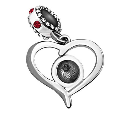 Football Charm Soccer World Cup Sport Heart Birthstone Charms for Bracelets Father Daughter Brother Son Jewelry - color: Red