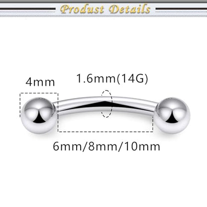 Internally Threaded Eyebrow Piercing Jewelry Surgical Steel Tiny Eyebrow Rings Vertical Labret Lip Jewelry Small Ear Rook Earring for Women Men 18g 16g 14g Plus Piercing Ball Grabber Tool - color: silvertone, size: 14g,ball end
