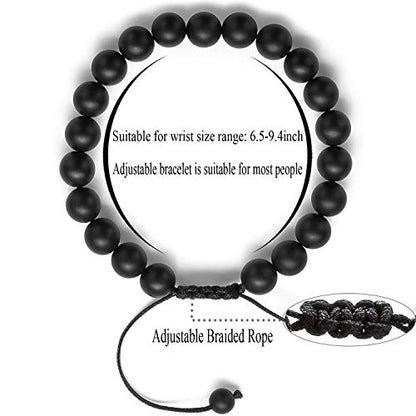 Men Women 8mm Tiger Eye Stone Beads Bracelet - color: Black Matte Agate-21018