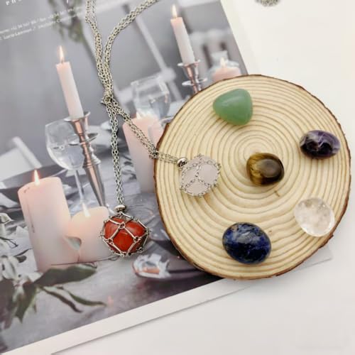 7 Chakra Crystal Cage Necklace, Interchangeable Healing Pendant