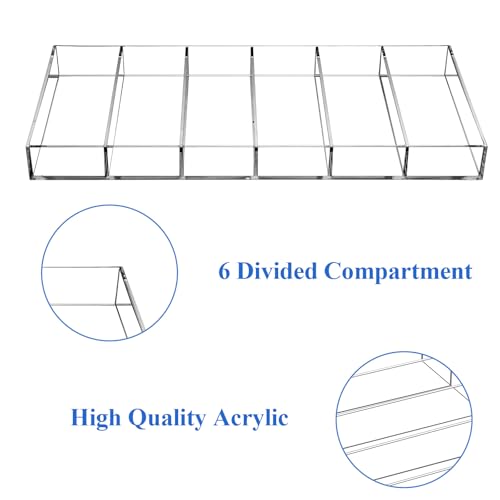 2 Pack Acrylic Sunglasses Organizer, Clear Eyeglasses Storage Case with 6 Slots, Stackable Display Tray for Eyewear, Jewelry, Makeup, 14.3x7x1.2 Inch