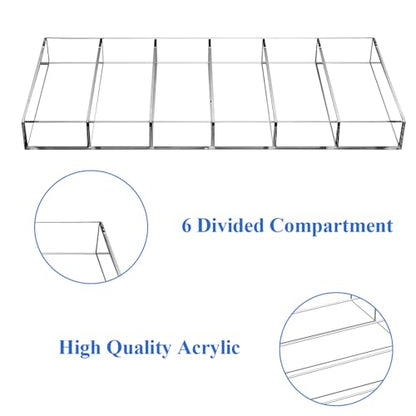 2 Pack Acrylic Sunglasses Organizer, Clear Eyeglasses Storage Case with 6 Slots, Stackable Display Tray for Eyewear, Jewelry, Makeup, 14.3x7x1.2 Inch