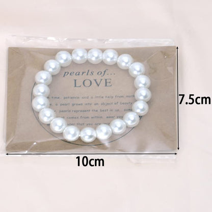 COLORFUL BLING Imitation Pearl Strands Choker Necklace Bracelet With Meaningful Card for Wedding Anniversary Birthday Party Gifts Bridal Jewelry Set - color: 10mm set