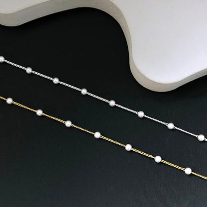 Zeffy Pearl Necklace 4MM/6MM/8MM Dainty Round Imitation Pearl Choker Necklace Wedding Pearl Necklace Delicate Jewelry for Women Simple Bridesmaid Jewelry Gifts - style: 4mm Silver Satellite Pearl Necklace(14"+2")