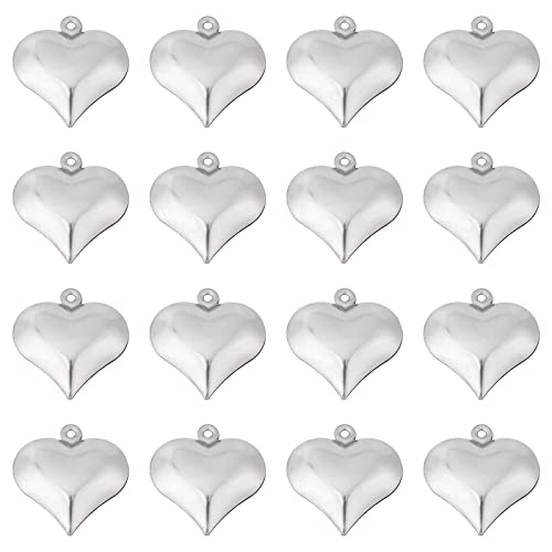 SUNNYCLUE 1 Box 100Pcs Valentines Day Puff Heart Charm 316 Stainless Steel Love Charms Silver Hearts Charms for Jewelry Making Charms DIY Necklace Earrings Crafts Women Adult Supply - color: 1 Box 100pcs Surgical Stainless Steel 3d Heart Charms