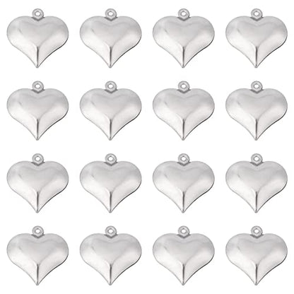 SUNNYCLUE 1 Box 100Pcs Valentines Day Puff Heart Charm 316 Stainless Steel Love Charms Silver Hearts Charms for Jewelry Making Charms DIY Necklace Earrings Crafts Women Adult Supply - color: 1 Box 100pcs Surgical Stainless Steel 3d Heart Charms