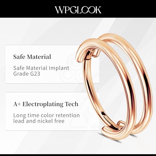 2 PCS Cartilage Earring Double Triple Hoop Nose Ring Titanium Conch Piercing Jewelry - color: Rose Gold, size: 16g 8mm